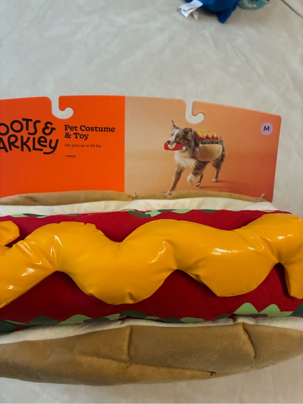 Boots & Barkley Red and Yellow Hot Dog Costume with Tan Bun